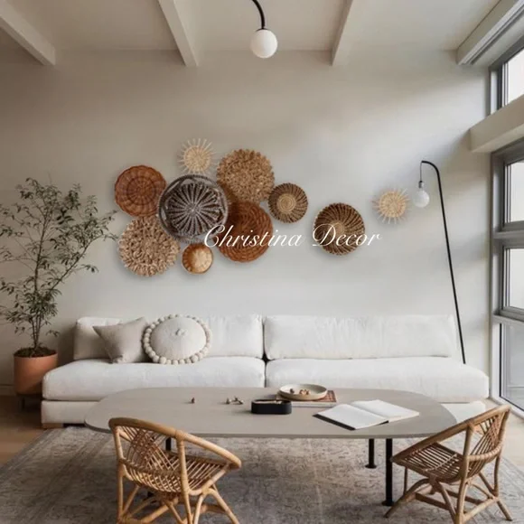 Set of 10 Seagrass Wall Basket For Wall Decor, Natural African Baskets - Picture 10 of 11